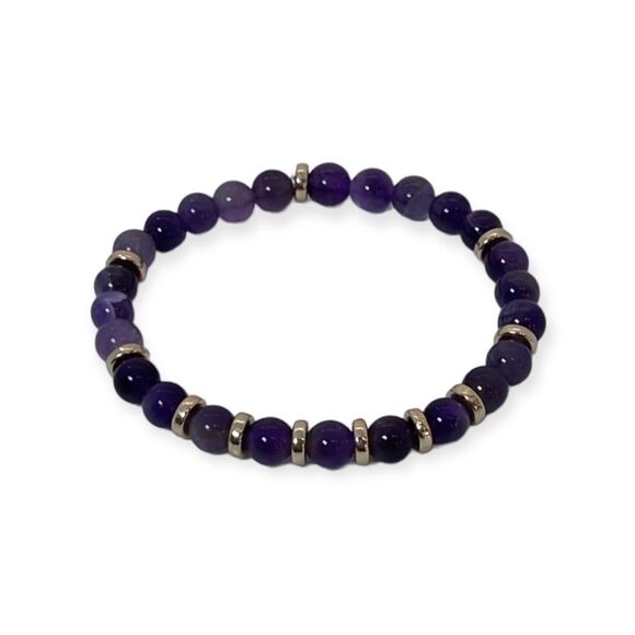 NWT Wool + Pepper Co. Zodiac + Gemstone - Aquarius + Amethyst Bracelet (Gold) - Picture 4 of 10